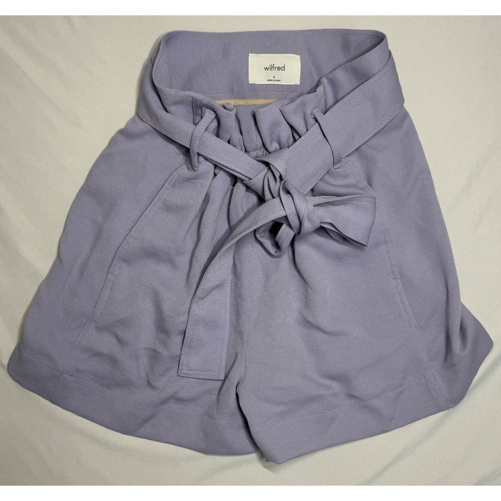 Aritzia Wilfred Lavender Paperbag Waist Belted Shorts Size 4 Minimalist‎